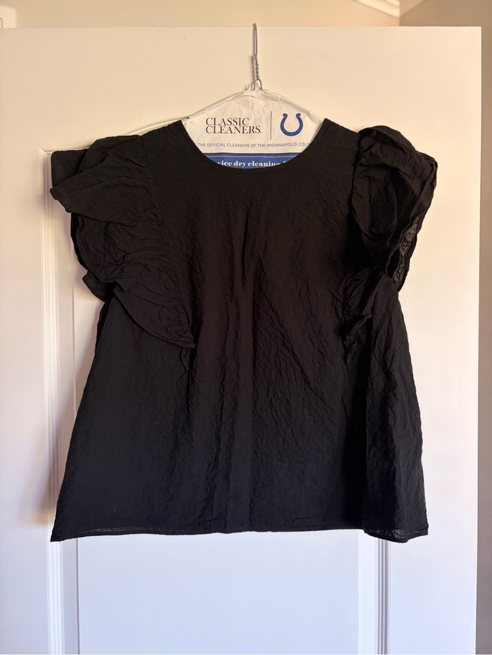 A New Day Black Textured Flutter Sleeve Blouse Size L